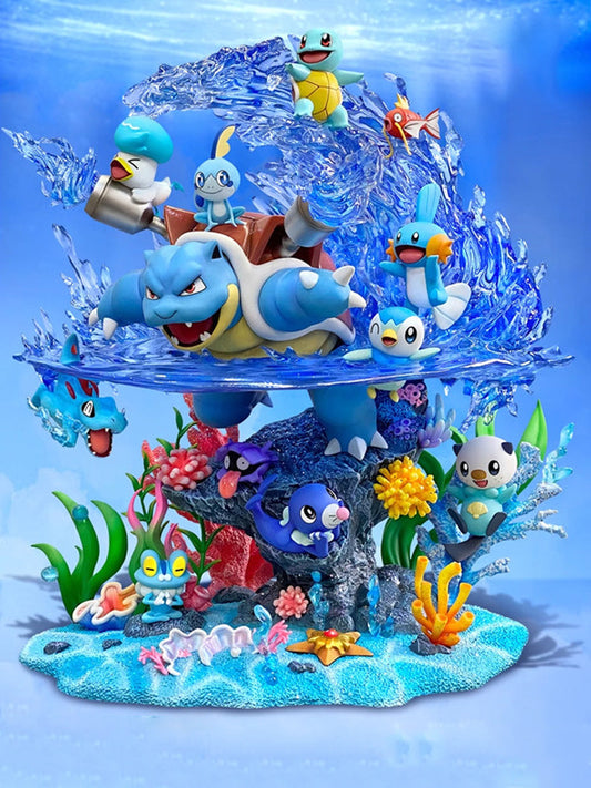 Pokémon Water Series Family Bucket Anime Peripheral Model Statue Ornaments