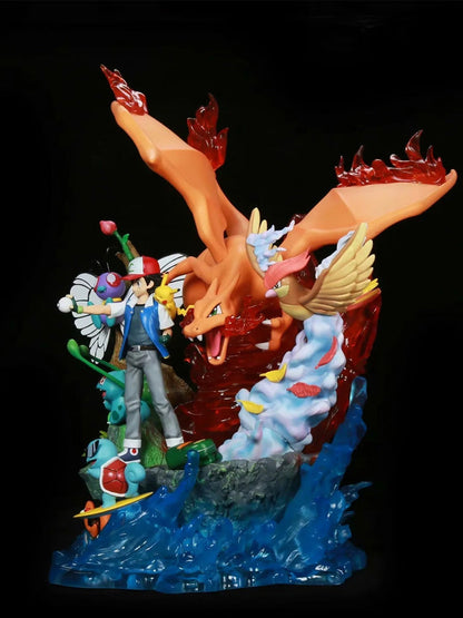 Pokémon Figures, Ash Ketchum Family Portrait, Anime Peripheral Model Statue Ornaments