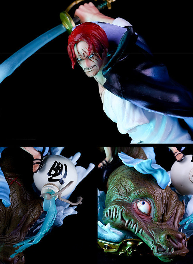 One Piece Four Emperors Fighting Red-Haired Shanks Anime Model Statue Ornaments