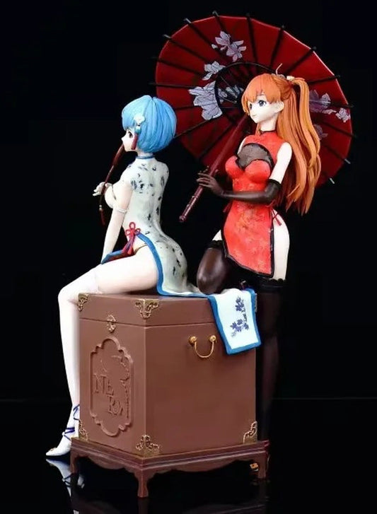 Neon Genesis Evangelion Figure Ayanami Rei Asuka Cheongsam Anime Model Statue Ornaments