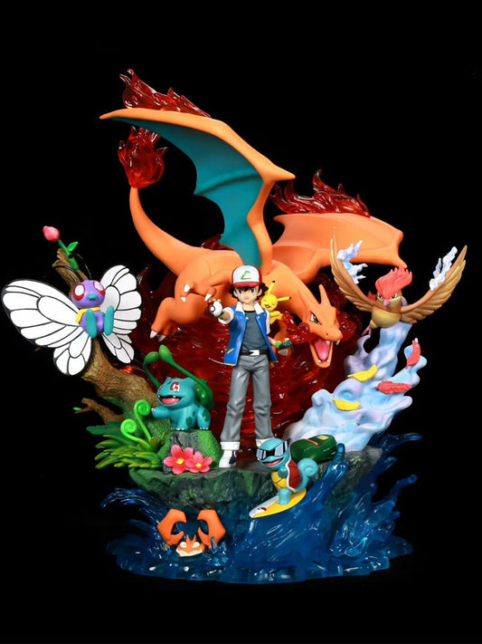 Pokémon Figures, Ash Ketchum Family Portrait, Anime Peripheral Model Statue Ornaments