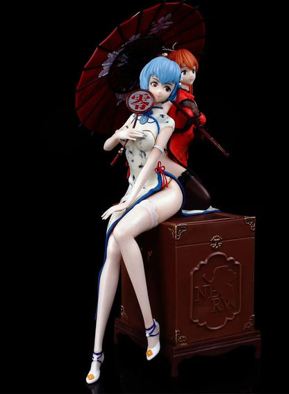 Neon Genesis Evangelion Figure Ayanami Rei Asuka Cheongsam Anime Model Statue Ornaments