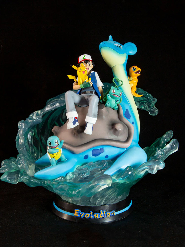 Pokémon Figures Ash Ketchum Dragonite and the Big Three Anime Peripheral Model Statue Ornaments